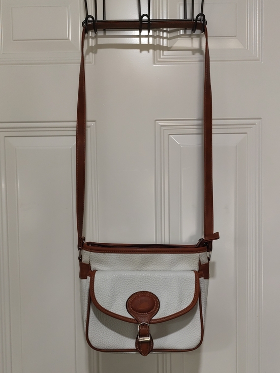 Dooney & Bourke Handbags - Dooney & Bourke White Pebbled Leather Crossbody with Brown Trim